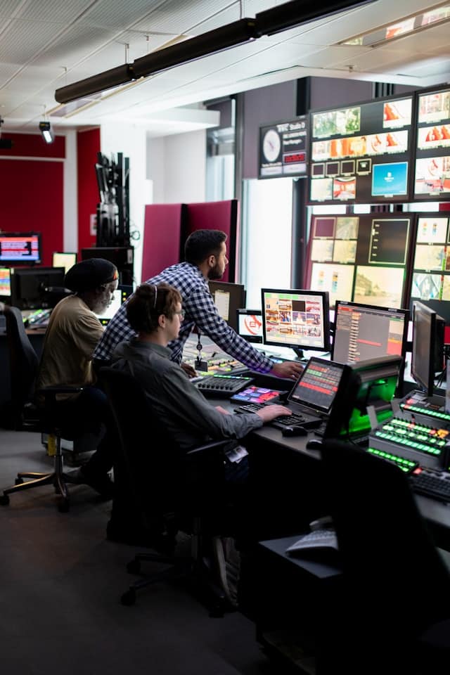 People working on computers in an office