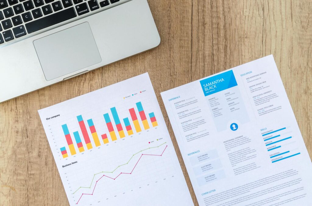 a paper showing marketing metrics for a company