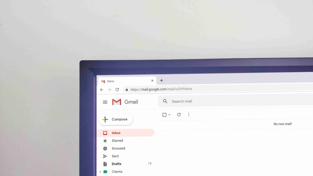 laptop showing gmail page