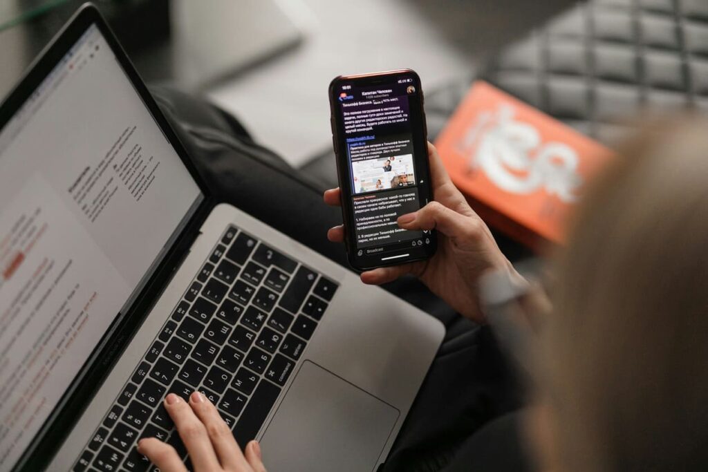 a person checking her emails 