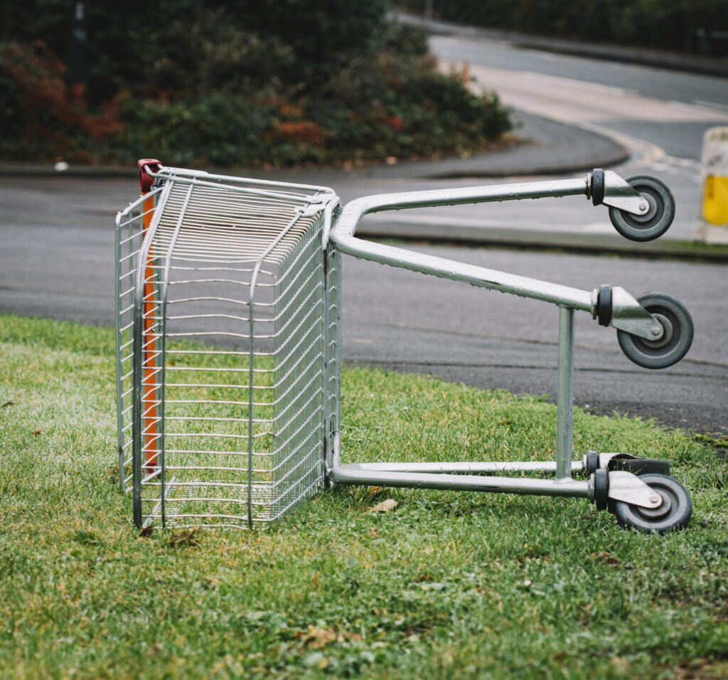 an abandoned shopping cart