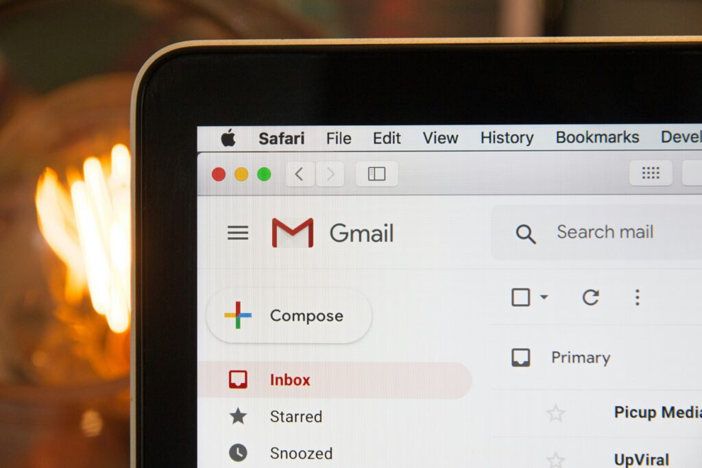 a snapshot of a Gmail inbox